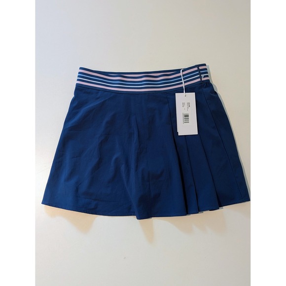 Calme Pants - NWT CALME by Johnny Was Navy Pleated Tennis Skirt Striped Waistband Medium
